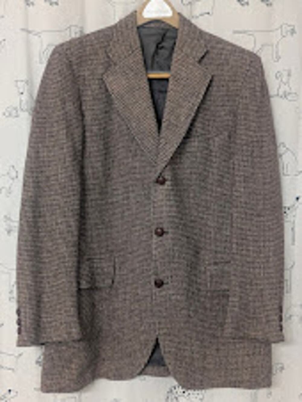 Vintage 1960s Harris Tweed Mens 40R Wool Brown Sportcoat Blazer True Mid-Century